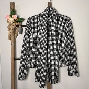 Cabi Womens Houndstooth Blazer Jacket Open Front Shawl Collar Size Small